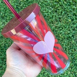 STARBUCKS Pink Heart Grande Acrylic Tumbler Cup